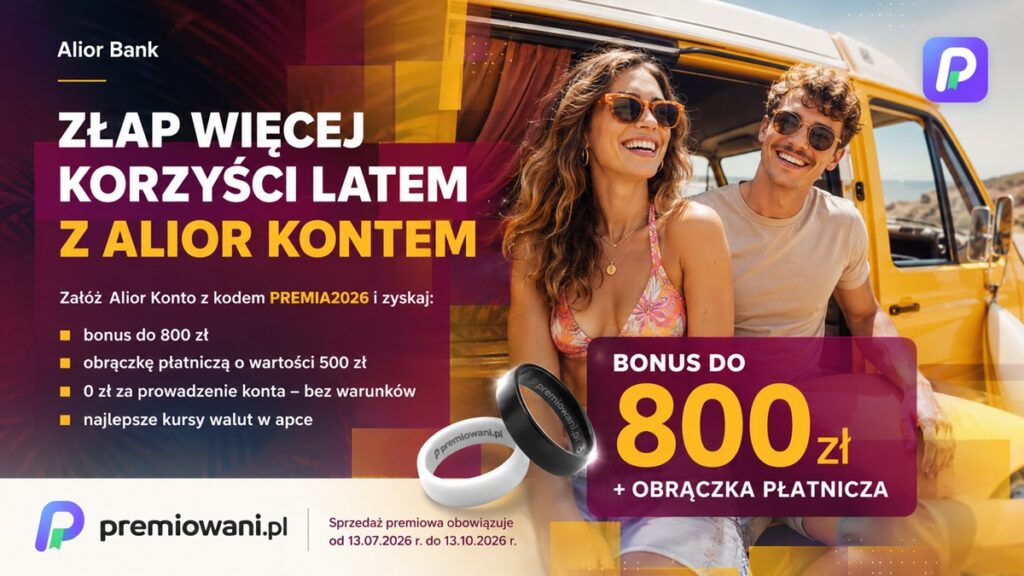 Promocja Alior Konta z premią do 800 zł i obrączką płatniczą