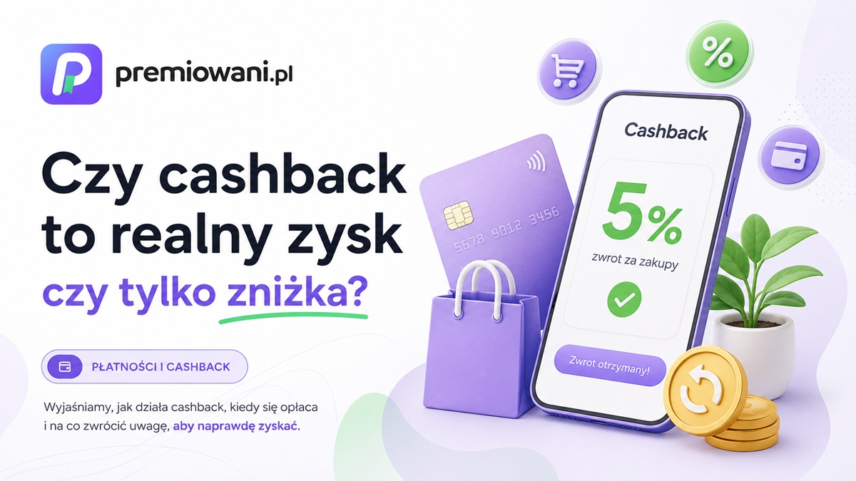 Grafika przedstawiająca cashback jako sposób na odzyskanie części wydatków podczas płatności bezgotówkowych.