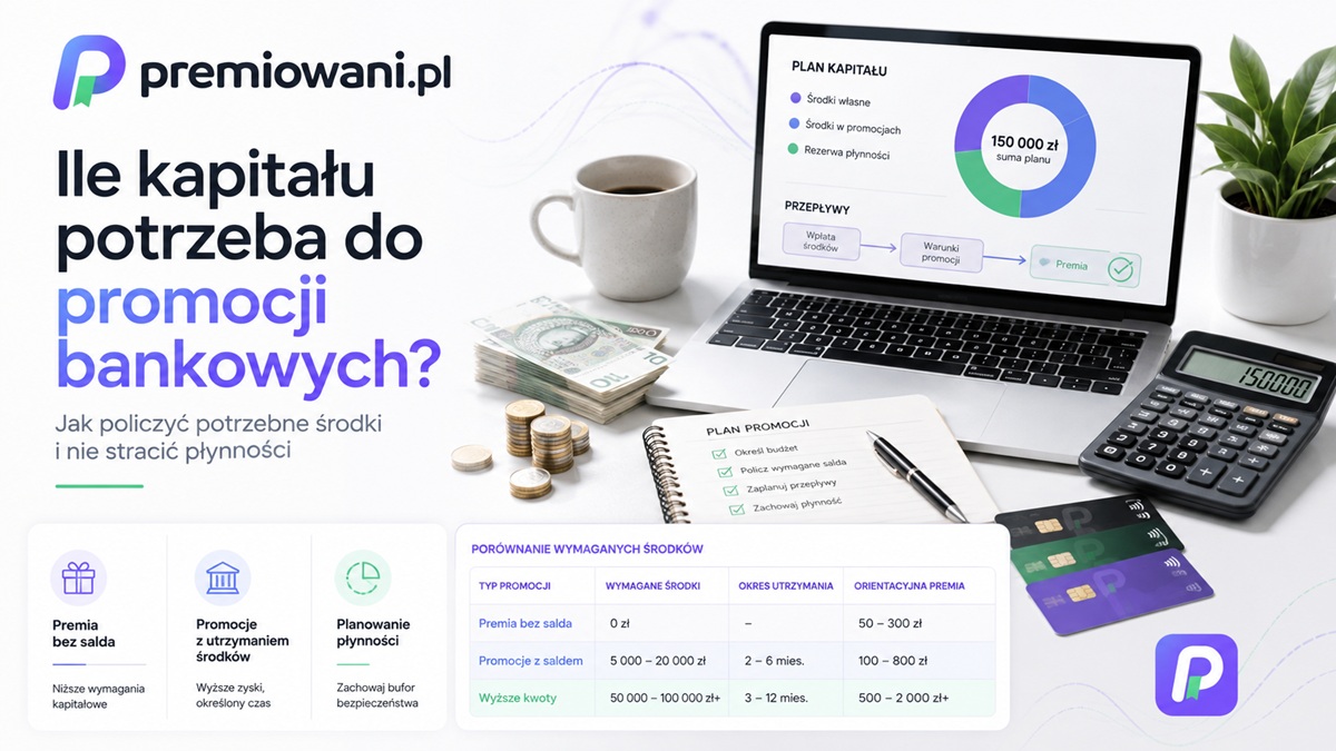 Ile kapitału potrzeba do promocji bankowych – grafika o planowaniu środków, płynności i wymaganym saldzie