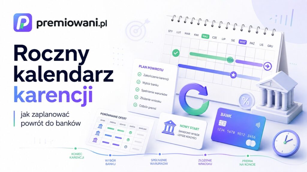 Roczny kalendarz karencji z harmonogramem powrotu do banków i planem promocji bankowych