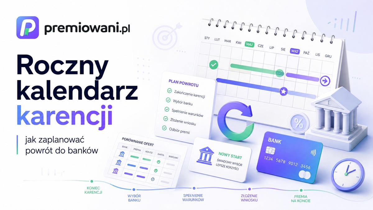Roczny kalendarz karencji z harmonogramem powrotu do banków i planem promocji bankowych
