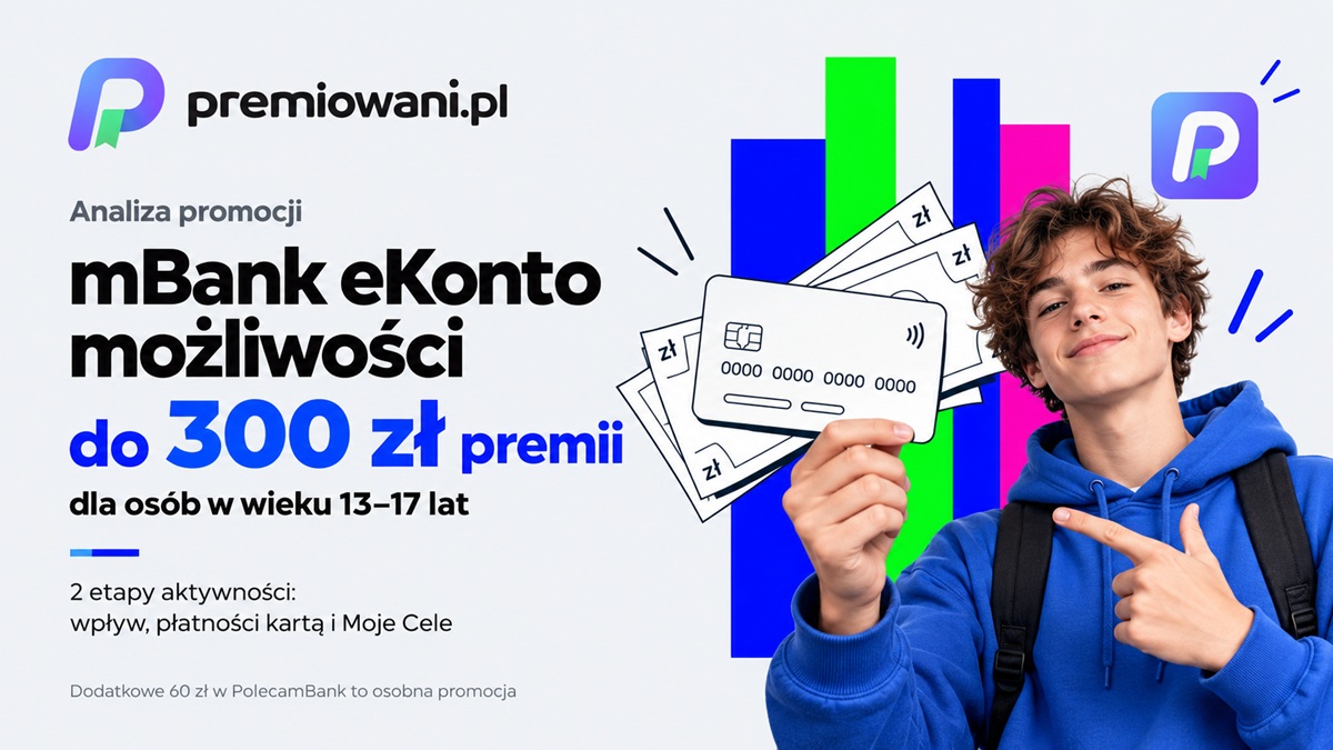 mBank eKonto możliwości – promocja z premią do 300 zł dla osób w wieku 13–17 lat