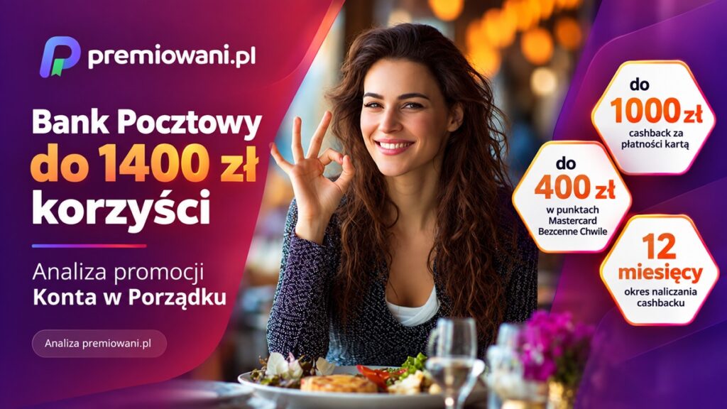 Analiza promocji Konta w Porządku w Banku Pocztowym – do 1000 zł cashbacku i do 400 zł w punktach