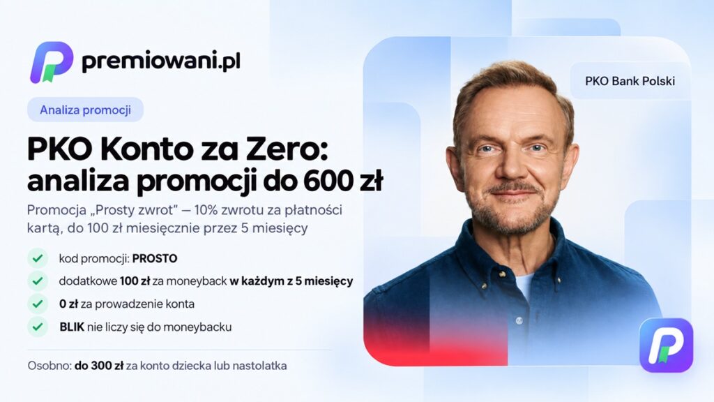PKO Konto za Zero – promocja Prosty zwrot do 600 zł