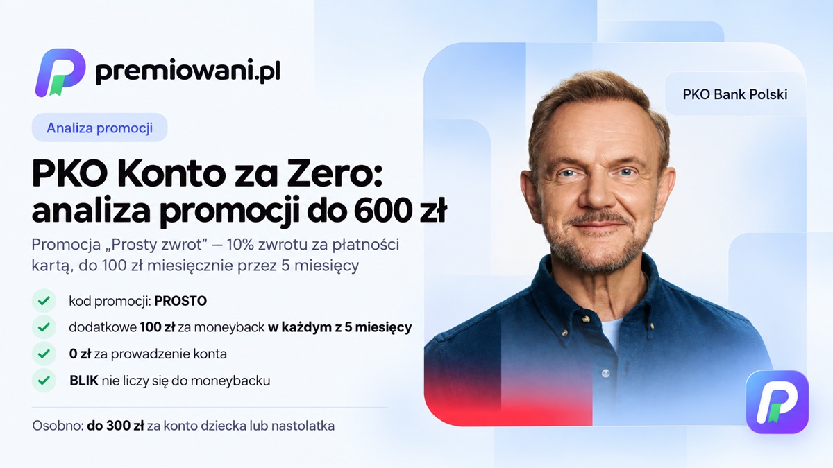 PKO Konto za Zero – promocja Prosty zwrot do 600 zł